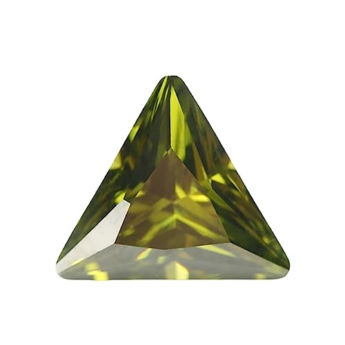 XIANGMO 100 piezas de 5 x 5 mm corte triangular de circonita cúbica sintética 5A verde oliva piedra de circonita cúbica para joyería