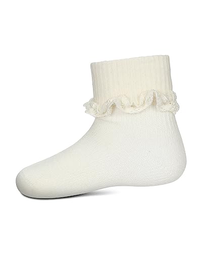 MeMoi Girls' Ruffle Eyelet Cotton Blend Anklet Socks2