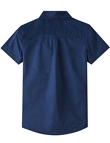 Spring&Gege Boys' Short Sleeve Dress Shirts Formal Uniform Woven Solid, Navy Blue, 9-10 Years #TOP1