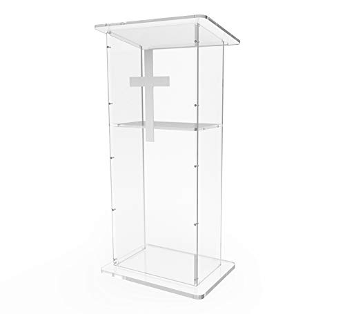Fixturedisplays® Clear Acrylic Lucite Podium Pulpit Lectern 45" Tall 1803-2+1803Cross #TOP5