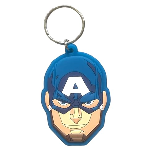 South Coast Jewellery Porte-clés super-héros 2D en caoutchouc pour sac à crayons, breloques, pendentif, fermeture éclair, accessoire, Captain America, 6cm...