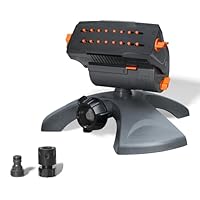 Diivoo Arroseur Oscillant 16 Buses, Arroseur de Jardin Automatique à Gazon à Grande Base avec Raccord Rapide, Largeur, Portée et Débit Réglables, Gris