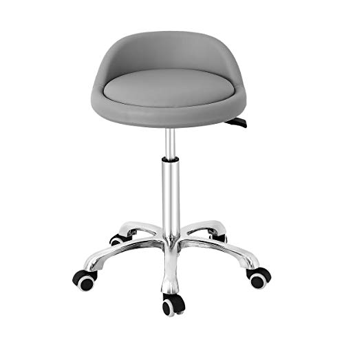 Grace & Grace Professional Gilder Series with Backrest Comfortable Seat Rolling Swivel Pneumatic Adjustable Heavy Duty Stool for Shop, Salon, Office and Home (Extra Large Seat, Grey)