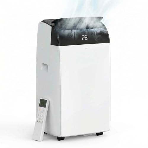 Aire Acondicionado Portátil 10000 BTU 2,9 KW, 4 En 1 Frío Deshumidificador Ventilador Modo Sueño, Eficiencia A++, Silencioso 52dB, Temporizador 24h, Mando a Distancia, Para 45m², Incluye Kit Ventana