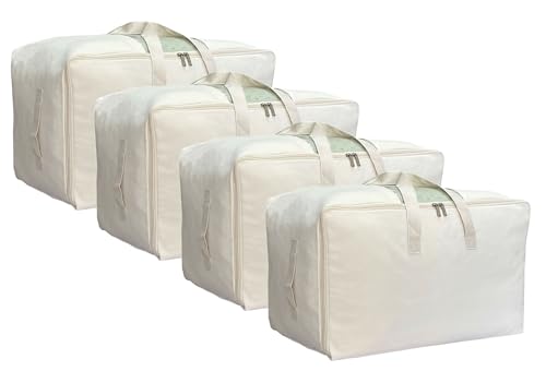 DoYiKe Soft Large Canvas Storage Bags with Zipper and Clear...
