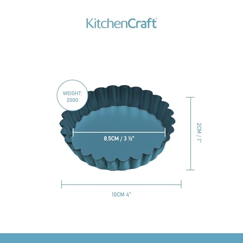 KitchenCraft Mini Tart Tin with Loose Bottom, Stainless Steel Tart Tins, Freezer Safe, 1cm (4'') Set of 6, Silver - Image 4