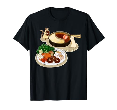 Chinese Hot Pot T-Shirt | Asian Foodie Cuisine Cat Tee Shirt