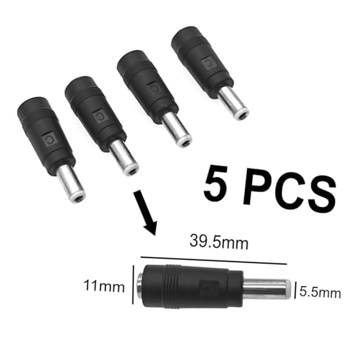 JZK 5 PCS DC power adapter converter, 5.5x2.1mm female to 5.5x2.5mm male DC adapter, DC plug to socket connector, for CCTV security camera, LED strip light, router - Image 2