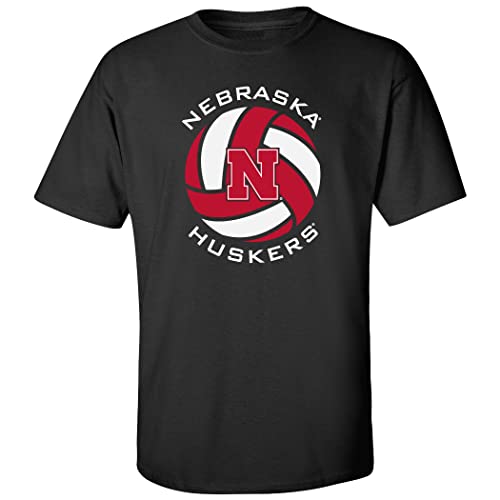 CornBorn Nebraska Huskers Tshirt - Huskers Volleyball Block N - Black - Medium