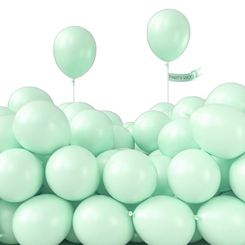 Image of PartyWoo Pastel Green Balloons 50 pcs 5 Inch Small Mini Light Mint Green Latex Balloons for Birthday Baby Shower Gender Reveal Wedding Anniversary Graduation Party Decorations Green-Q06