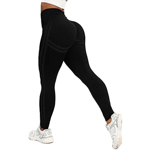 CROSS1946Women High Waisted Seamless Leggings Smile Contour Workout Gym Yoga Pants Tights Black Cover