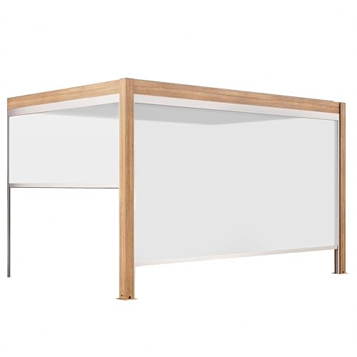 Oviala Pérgola bioclimática adosada de 3x4m y 2 persianas de Madera Blancas