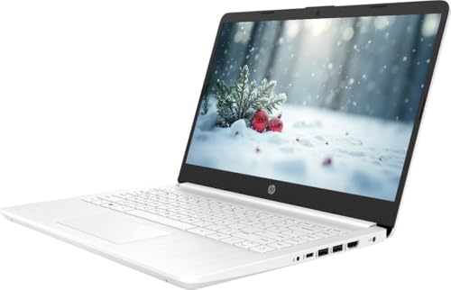 Image of HP 14 inch Business Laptop, 1-Year Office 365 with Copilot AI, 4GB RAM 64GB eMMC, Dual-Core Intel Processor, Win 11, PLUSERA Earphones, Snowflake White-Best Value