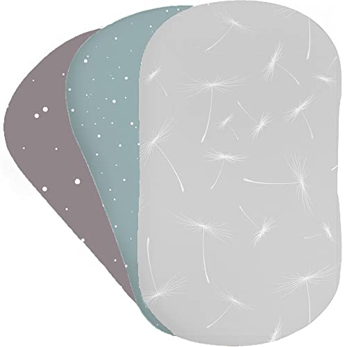 Image of Bear’s Little Fish 100% Organic Cotton Baby Bassinet Sheets - Soft Fitted Crib Sheets for Hourglass Rectangular Oval Bassinet Mattress Pad Baby Basket Bedside Bassinet Sheets - 3-Pack