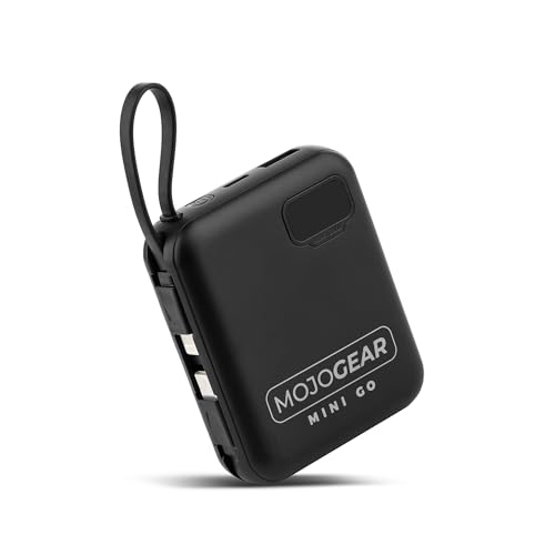 Mini power bank 10000 mAh MOJOGEAR con cables integrados y carga rápida de 22.5W para móvil