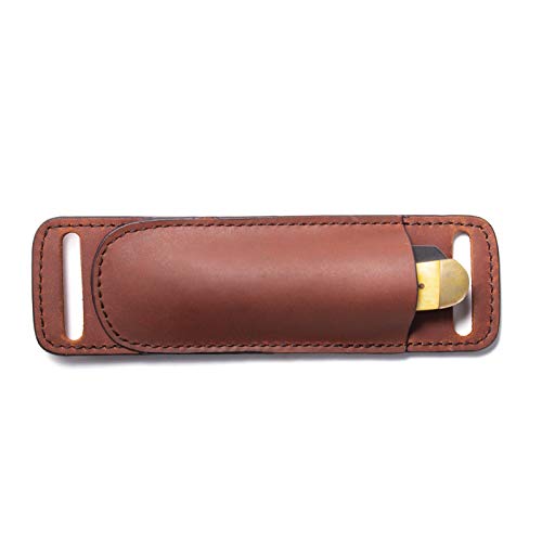 Gentlestache Leather Knife Sheaths for Belt, Knife Holster, Pocket Knife Sheath, EDC Leather Sheath for Folding Knife Carrier Brown