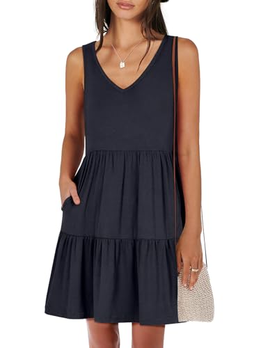 ANRABESS Womens Summer Casual Tank Dress Sleeveless V Neck T Shir...