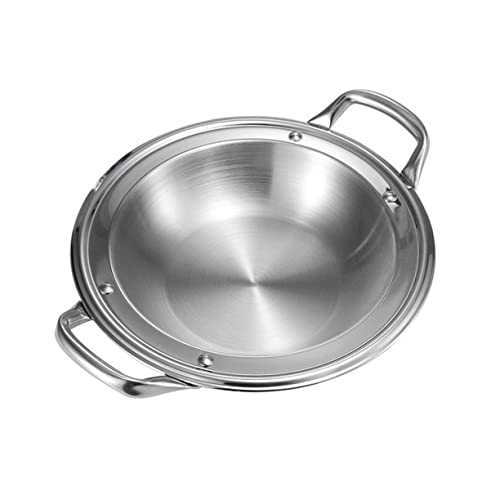 BRIGHTFUFU Multi-function Paella Pan Shallow Pot Kitchen Stainless Pot for Cooking