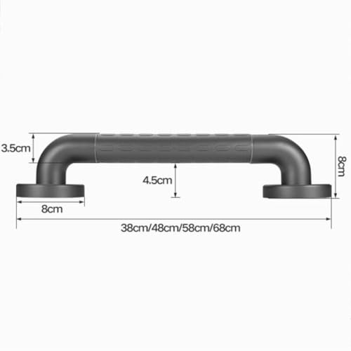 Barra di sostegno per doccia resistente e antiscivolo, in acciaio inox 304, maniglia di sicurezza a parete per anziani e anziani (48,3 cm), assistenza agli infortuni, colore grigio