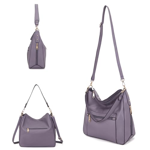 Image of Qiyuer 13 inch Women Spacious Soft PU Handbag Hobo Bag Purse Wallet Set 4pcs | Large, Dual-use Crossbody & Shoulder Bag, Multi-pocket, Divided Compartments, Fits Tablet, Versatile for Daily & Work