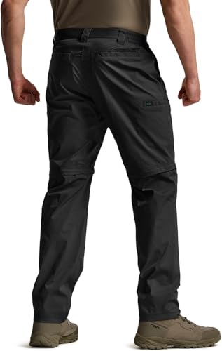 Image of CQR Men's Convertible Cargo Tactical Pants, Water Resistant Outdoor Hiking Pants, Zip Off Lightweight Stretch Work Pants