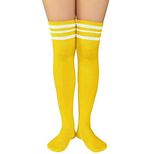 Image of Zando Womens Stripes Thigh High Socks Thigh Highs Casual Knee High Stockings