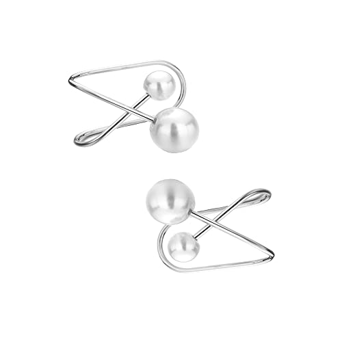 Double Pearl Ear Cuff Earrings For Women Teen Girls Simulated Freshwater Shell Pearls Line Cartilage No Piercing Clip On Cuffs Earring Cute Jewelry Birthday Gifts Hypoallergenic #TOP17