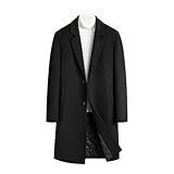 JNKIHAPOT Winter Men's Medium-Length Wool Coat Black Plus Cotton Windbreaker Male Trench Coats Plus Size Jacket