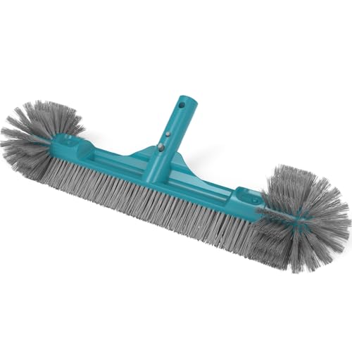 20” Pool Brush Head with Round Ends, Nylon Bristles, Extra Wide Plastic Pool Scrubber Brush for Cleaning Swimming Pool Walls, Steps & Corners Faster, Safe for Vinyl Liner(No Pole)