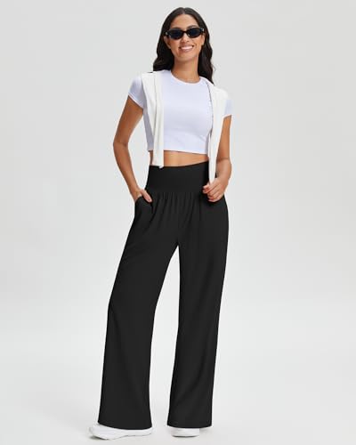 Stelle Women's Wide Leg Yoga Pants Soft High Waisted Sweatpants Stretch Lounge Bottom with Pockets 28" Inseam2