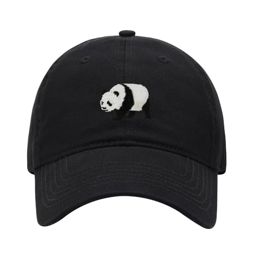 L8502-LXYB Baseball Cap for Men Women Panda Embroidered Washed Cotton Dad Hat Baseball Caps (Black)