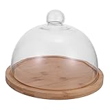 Zerodeko Drehbarer Cake Stand mit Glasglocke Transparenter Tortenständer mit Plateau Multifunktionale Servierplatte für Kuchen Desserts für Partys und Haushalt Mittelgroß Robustes Material