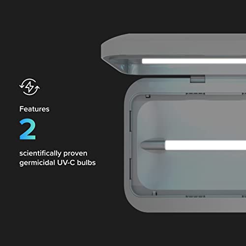 Image of PhoneSoap Go Battery Powered UV Cell Phone Sanitizer & Universal Phone Charger Box | Patented & Clinically Proven 360-Degree UV Box for Smartphones | Disinfects & Charges On The Go (Indigo)