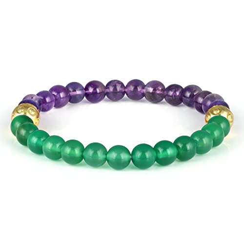 Bracelet en améthyste contre le stress avec onyx vert naturel fait main