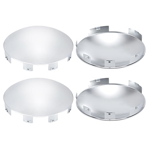 Cabtherlyn Chrome Hub Cap Covers for Semi Truck 6 Uneven Notched - for Front Wheel 8.9 Hub Caps Lip 0.9 with Pre-Installed Clips Dome Metal for Semi Truck Hub Caps 4Pack