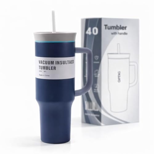 Image of HomeCloud 1200ml Insulated Coffee Tumbler with Lid - Double Wall Travel Mug for Hot & Cold Drinks, Leak-Proof, Durable, Portable, Stylish Stainless Steel Design (Dark Blue)