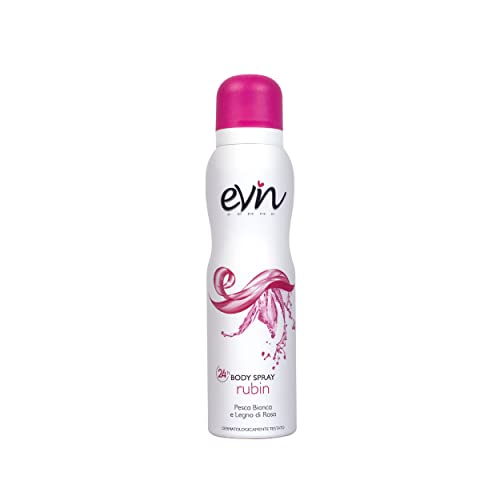 EVIN FEMME | Deodorante Donna Spray Rubin, Fragranza Pesca Bianca e Legno di Rosa, Formula Attiva 24h, Dermatologicamente Testato, 150 ml