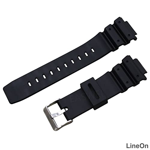 Image of Lineon 16mm Resin Watch Strap (Black) Compatible With CASIO MRW-200H-1B2V MRW 200H- 1BV MRW-200H-1EV MRW-200H-2B2V MRW-200H-2BV MRW-200H-3BV MRW-200H-4BV MRW-200H-4CV MRW-200H-7BV with Tool and Pins