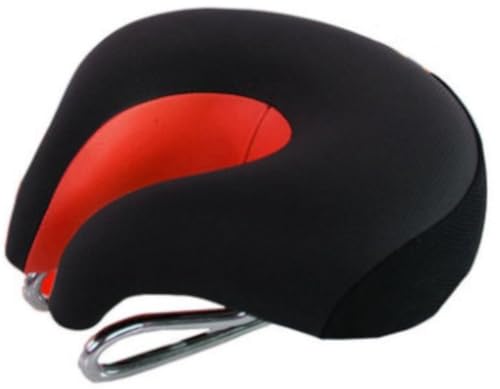 EVREFINマウンテンバイクのサドルは厚く、ノーズレスサドルは快適な衝撃吸収性、ソフトなリバウンド、取り外しが簡単な自転車シートクッションです。 (クッション,黒と赤)