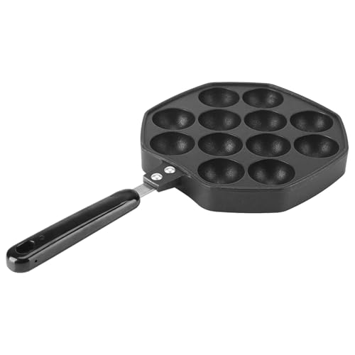 Sartén para bolas de panqueques, 12 Cavidades Aluminio antiadherente Takoyaki Grill Pan, Bolas de pulpo/Molde para hornear para hacer panqueques Negro, Placa Hornear Molde, 36 X 4cm