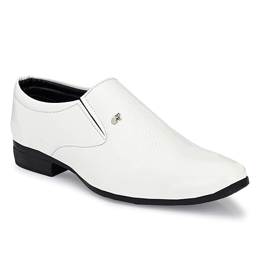 Boys White and Black Synthetic Leather Formal Slip On Shoes Comfortable Lightweight Office School and College Wear Footwear for Boys and Teenagers-image-32