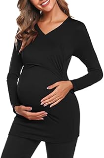 Litherday Women's Maternity Tops Nursing Cotton Long Sleeve Soft Breastfeeding Pregnancy Clothes Layered T-Shirt