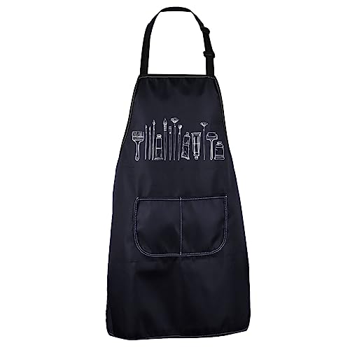 CENWA Artist Painters Apron With Pockets Art Teacher Gift Painting Brushes Adjustable Apron For Art Lover Student (Painting Brushes apron eu)
