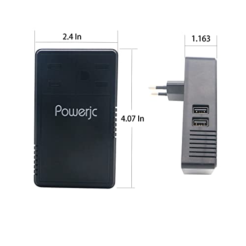 Powerjc Travel Voltage Converter Adapter Power Step Down 220V To 110V 2000W With 2 Outlets And 2 Smart Usb Charging Ports Black #TOP1