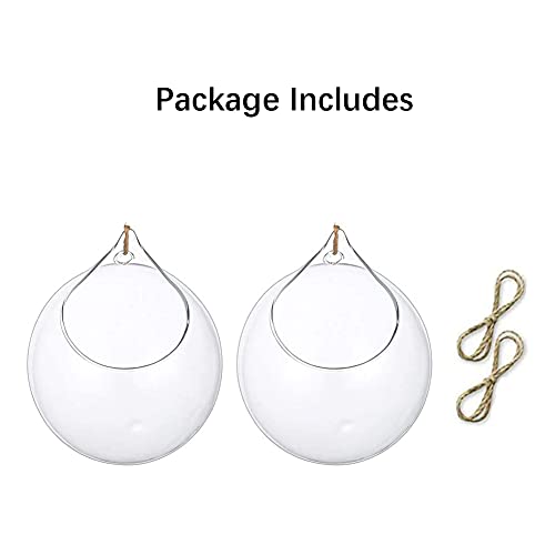 Ivolador Set Of 2Pcs 4.7 Inches Hanging Plants Glass Terrarium Container Air Plant Holder Succulents Globe Shape Home Garden Décor #TOP4