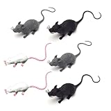 idqwsswt 6 Topi di Halloween - Decorazione birichina e infestata, Set di Topi, Giocattolo Simulati per Prendere in Bianco, Grigio,
