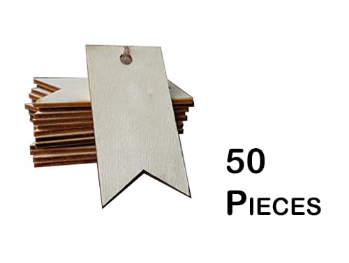 Image of MDF Cutouts | Wooden Cutout for Craft | Pine Wood | Unfinished Tags for Key Chain, Crafts, Xmas, Decorations, Painting | Resin Art Work | MDF Board Cutouts, Rectangle- [50pcs]-[5cmx3.5cm]