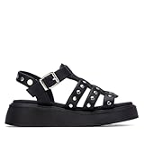 XTI - Sandalias Cangrejeras Mujer Negro - Calzado Cómodo y Versátil - Moda casual - Modelo 14523801 (Talla 37)
