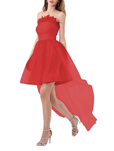 Mini robe de soirée chic en tulle rouge coupe haute couture