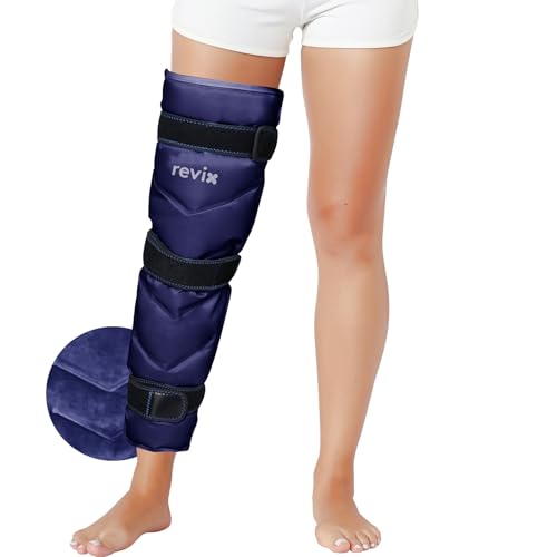 REVIX Large Leg Ice Pack Reusable Gel Ice Wrap with 3 Straps for Leg Hip Thigh Knee and Shin Cold Compress Therapy for Post-Workout Recovery Navy